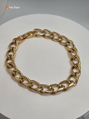 ✨2/$10✨ Chunky Gold Tone Curb Link Chain Bracelet 8.5" Not Real Gold